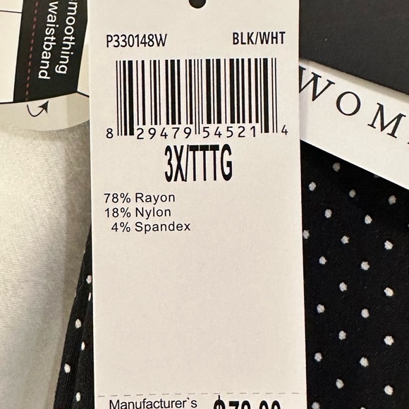 Premise Woman Polka Dot Ankle Pants Plus Size 3X Black Pull-On Tummy Control NWT - Picture 11 of 15